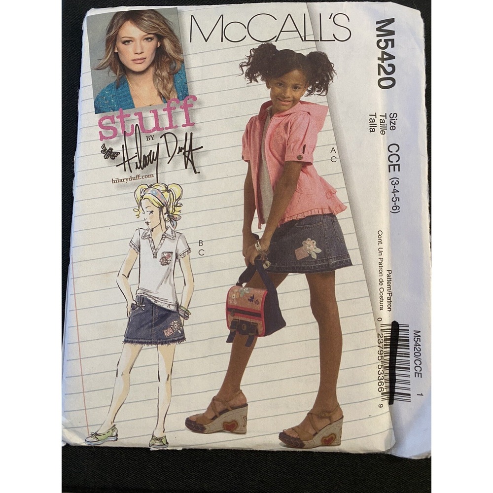 2007 Hilary Duff McCalls Sewing Pattern 5420 Girls Size 3-6 Uncut Y2K Stuff